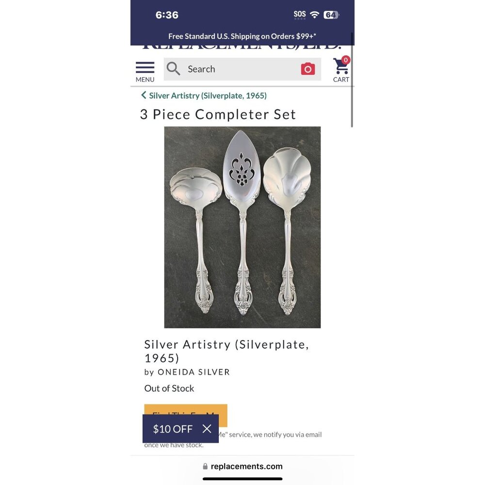 3-Piece Oneida Silver Artistry Silverplate Serving Set